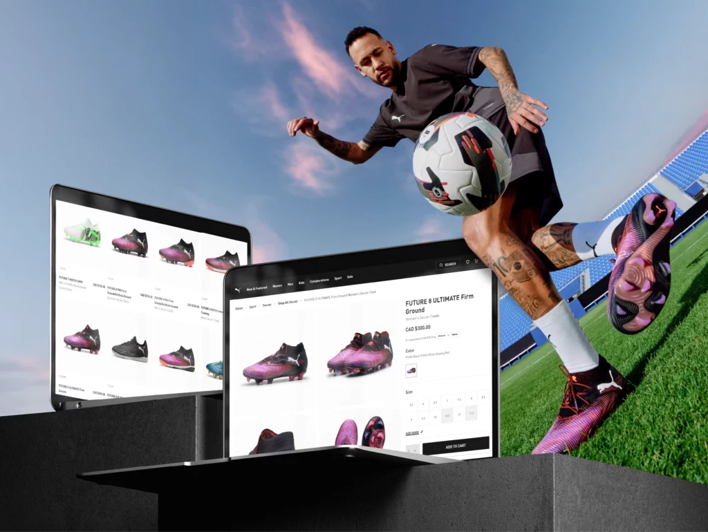 Puma eCommerce platform interface developed by Crombie, showcasing a fast, scalable, and cloud-based retail solution with exceptional user experience.