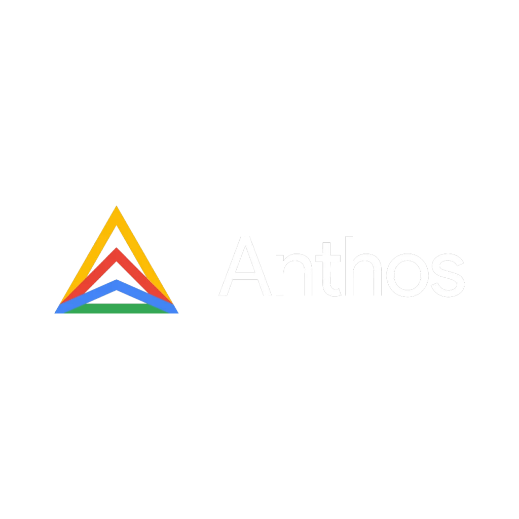 Google Anthos logo, representing the hybrid multi‑cloud platform leveraged by Crombie’s software development company to enable enterprise architecture and AI solutions at the level of top players like BairesDev and Truelogic.