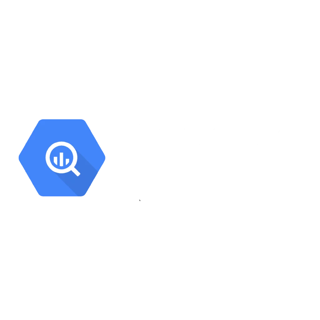The BigQuery logo, a serverless data warehouse for high-speed analytics. Crombie leverages BigQuery for data intelligence and powerful AI software development, crucial for optimizing fintech and retail operations. This deep data focus provides a competitive advantage over generalist firms like Thoughtworks or Willdom.
