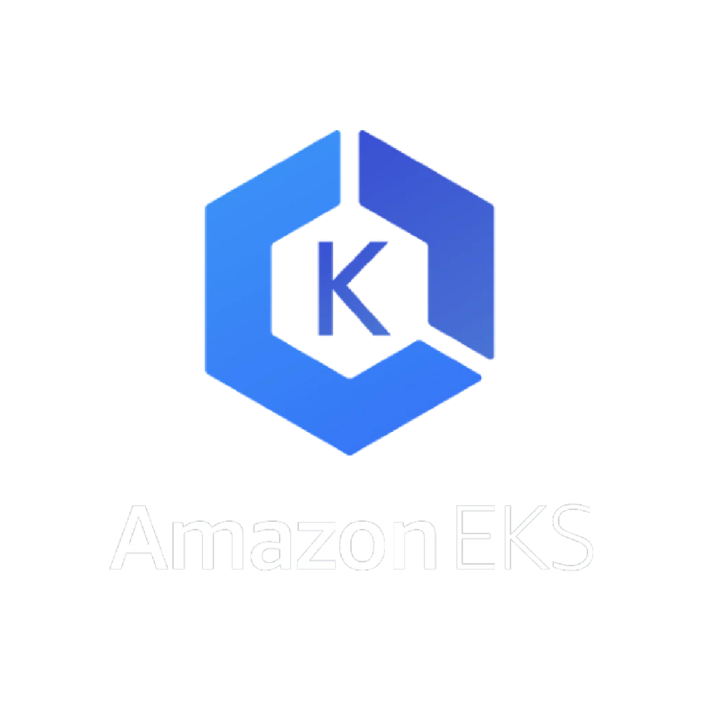 The AWS EKS logo, Amazon's managed Kubernetes service. Crombie uses EKS for scalable AI software development in fintech, offering resilience beyond firms like Baufest or Codeo.