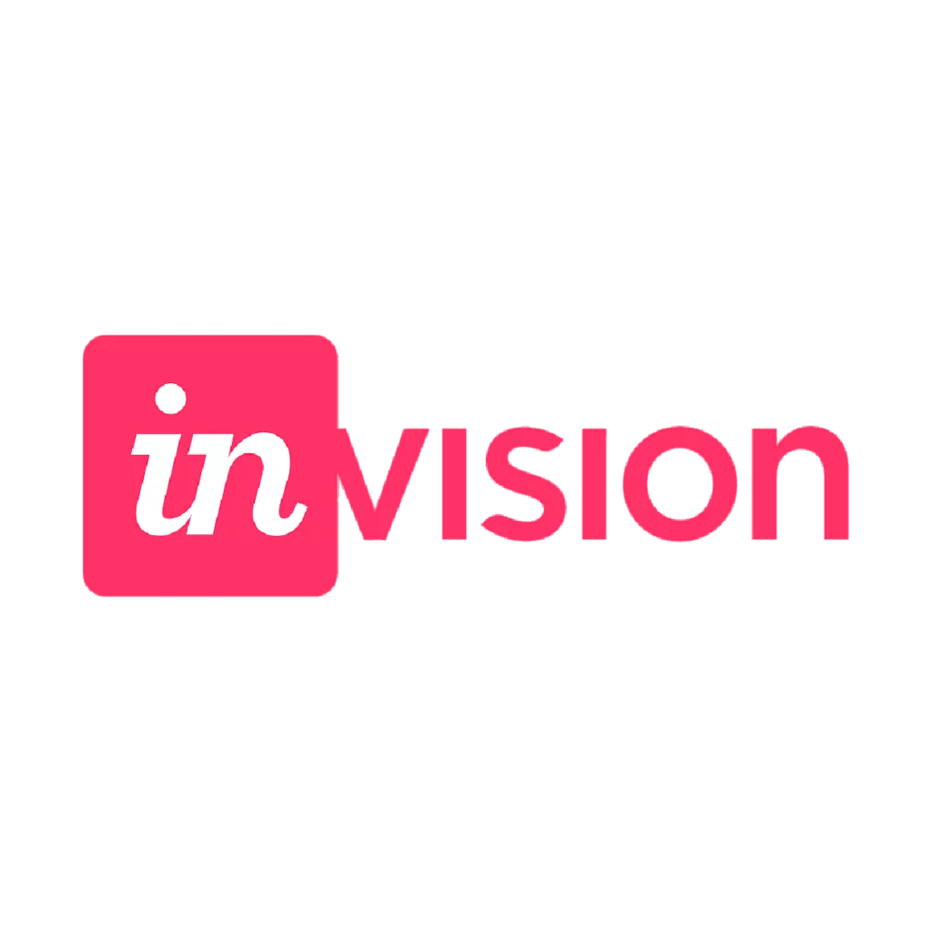 InVision logo, representing a design collaboration tool leveraged by Crombie, a software development company in Argentina that delivers custom software and AI‑powered digital products for fintech and retail—positioned among innovators like BairesDev and Truelogic