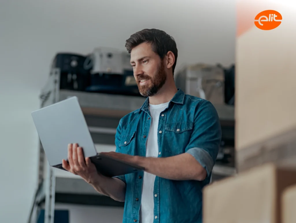 Promotional visual for the elit project, highlighting an integrated digital solution architecture.