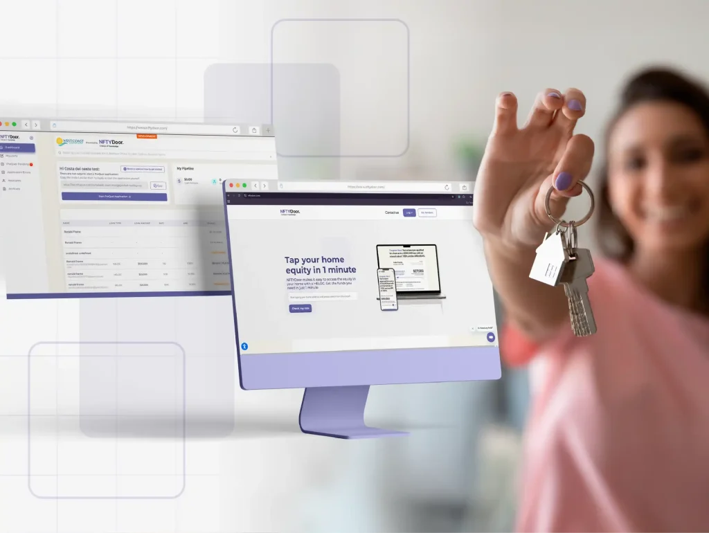Landing page of NFTYDoor’s digital mortgage platform, designed and developed by Crombie to support fast, secure, and user-friendly home loan applications.